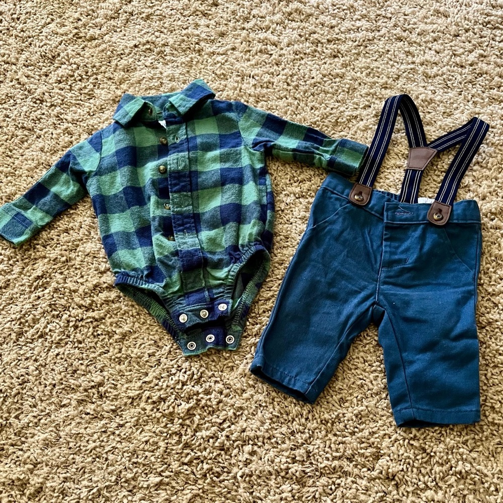 Green and Blue Plaid Matching Set